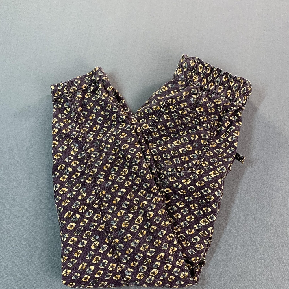 Anthropologie Pants Women XS Purple Lin Jogger Elastic Waist Cuffed Crop Geo AOP